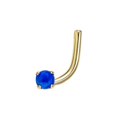 Lila Moon 14k Gold Lab-Created Blue Opal Curved Nose Ring Stud