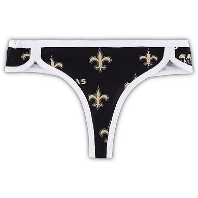 Women's Concepts Sport Black/White New Orleans Saints Breakthrough Knit Thong