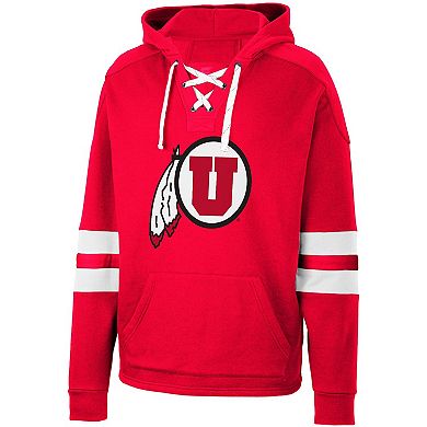 Men's Colosseum Red Utah Utes Lace-Up 4.0 Pullover Hoodie