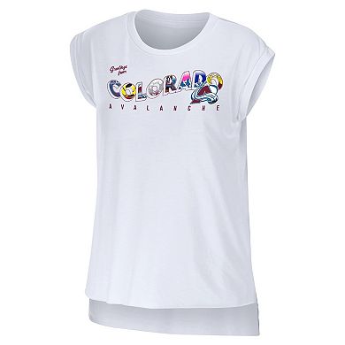 Women's WEAR by Erin Andrews White Colorado Avalanche Greetings From Muscle T-Shirt