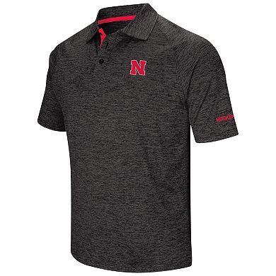 Men's Colosseum Black Nebraska Huskers Big & Tall Down Swing Polo