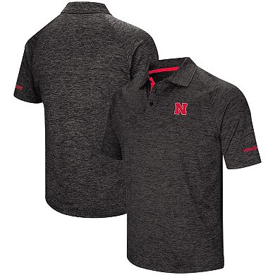 Men's Colosseum Black Nebraska Huskers Big & Tall Down Swing Polo