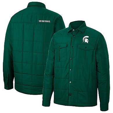 Men's Colosseum Green Michigan State Spartans Detonate Quilted Full-Snap Jacket
