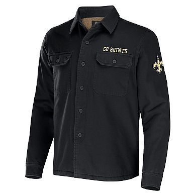 Men's NFL x Darius Rucker Collection by Fanatics Black New Orleans Saints Canvas Button-Up Shirt Jacket
