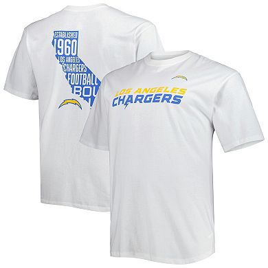 Men's Fanatics Branded White Los Angeles Chargers Big & Tall Hometown Collection Hot Shot T-Shirt