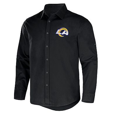 Men's NFL x Darius Rucker Collection by Fanatics Black Los Angeles Rams Convertible Twill Long Sleeve Button-Up Shirt