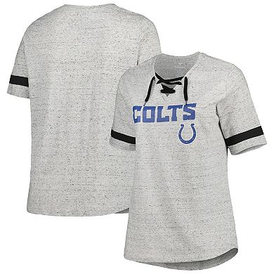 Women's Heather Gray Indianapolis Colts Plus Size Lace-Up V-Neck T-Shirt