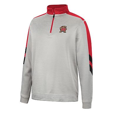 Men's Colosseum Gray/Red Maryland Terrapins Bushwood Fleece Quarter-Zip Jacket