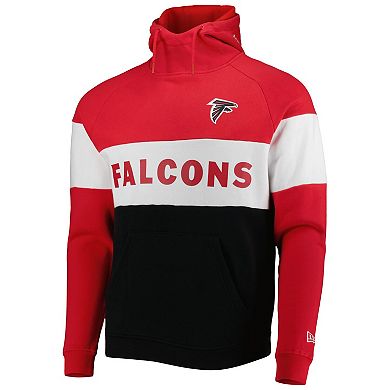 Men's New Era Black/Red Atlanta Falcons Colorblock Current Pullover Hoodie