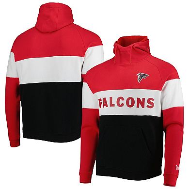 Men's New Era Black/Red Atlanta Falcons Colorblock Current Pullover Hoodie