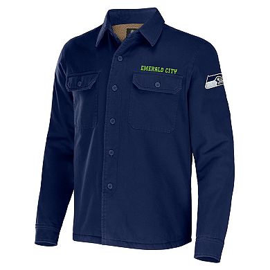 Men's NFL x Darius Rucker Collection by Fanatics College Navy Seattle Seahawks Canvas Button-Up Shirt Jacket