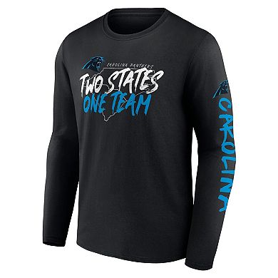 Men's Fanatics Branded Black Carolina Panthers Hometown Collection Sweep Long Sleeve T-Shirt