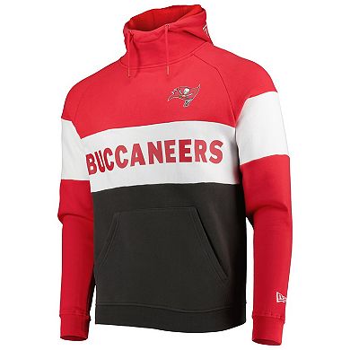 Men's New Era Heather Charcoal/Red Tampa Bay Buccaneers Colorblock Current Pullover Hoodie