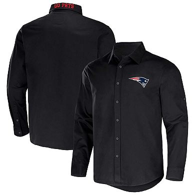 Men's NFL x Darius Rucker Collection by Fanatics Black New England Patriots Convertible Twill Long Sleeve Button-Up Shirt