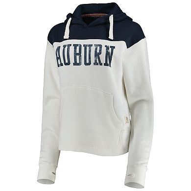 Women's Pressbox White/Navy Auburn Tigers Chicago 2-Hit Yoke Pullover Hoodie