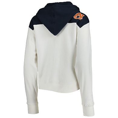 Women's Pressbox White/Navy Auburn Tigers Chicago 2-Hit Yoke Pullover Hoodie