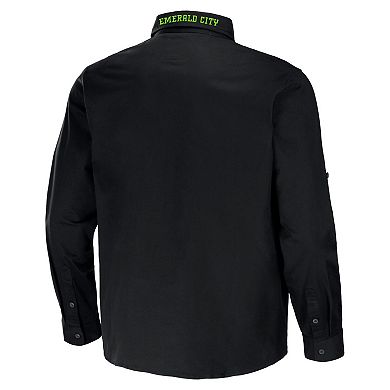 Men's NFL x Darius Rucker Collection by Fanatics Black Seattle Seahawks Convertible Twill Long Sleeve Button-Up Shirt