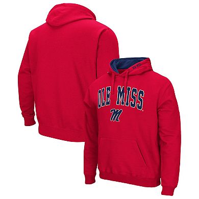 Men's Colosseum Red Ole Miss Rebels Arch & Logo 3.0 Pullover Hoodie