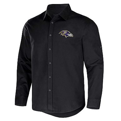 Men's NFL x Darius Rucker Collection by Fanatics Black Baltimore Ravens Convertible Twill Long Sleeve Button-Up Shirt