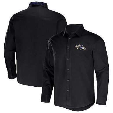 Men's NFL x Darius Rucker Collection by Fanatics Black Baltimore Ravens Convertible Twill Long Sleeve Button-Up Shirt