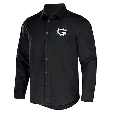 Men's NFL x Darius Rucker Collection by Fanatics Black Green Bay Packers Convertible Twill Long Sleeve Button-Up Shirt