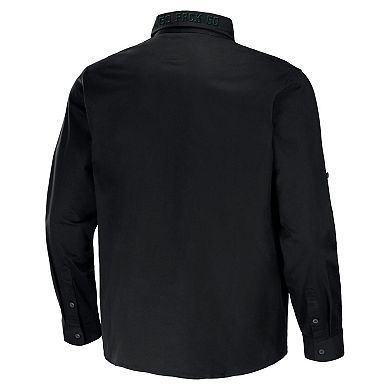 Men's NFL x Darius Rucker Collection by Fanatics Black Green Bay Packers Convertible Twill Long Sleeve Button-Up Shirt