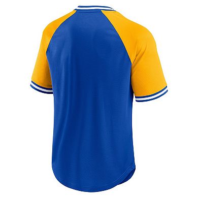 Men's Fanatics Branded Royal Los Angeles Rams Second Wind Raglan V-Neck T-Shirt