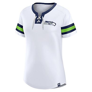 Women's Fanatics Branded White Seattle Seahawks Sunday Best Lace-Up T-Shirt