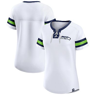 Women's Fanatics Branded White Seattle Seahawks Sunday Best Lace-Up T-Shirt