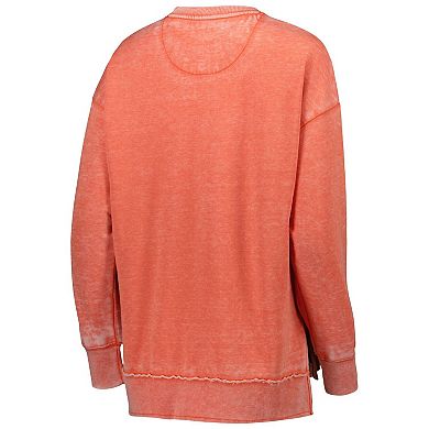 Women's Pressbox Orange Clemson Tigers Marniville Vintage Wash Pullover Sweatshirt