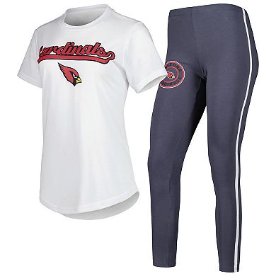 Women's Concepts Sport White/Charcoal Arizona Cardinals Sonata T-Shirt & Leggings Sleep Set