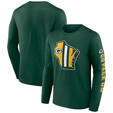 Men's Fanatics Branded Green Green Bay Packers Hometown Collection Sweep Long Sleeve T-Shirt