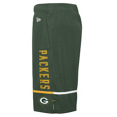 Men's New Era Green Green Bay Packers Combine Authentic Rusher Training Shorts