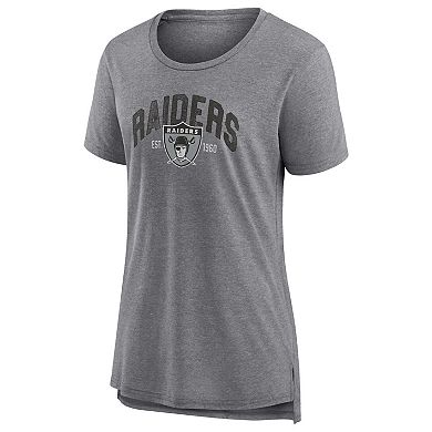 Women's Fanatics Branded Heathered Gray Las Vegas Raiders Drop Back Modern Tri-Blend T-Shirt