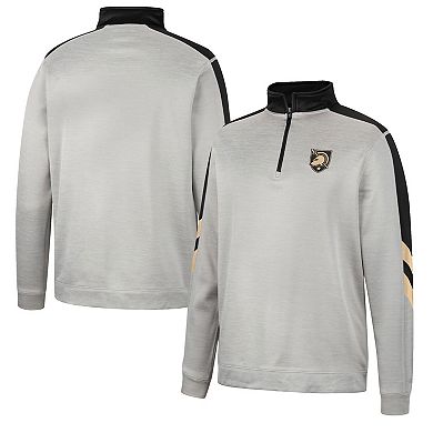 Men's Colosseum Gray/Black Army Black Knights Bushwood Fleece Quarter-Zip Jacket