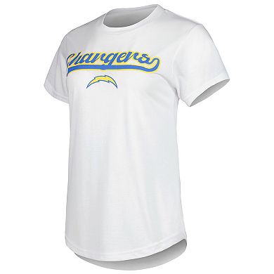 Women's Concepts Sport White/Charcoal Los Angeles Chargers Sonata T-Shirt & Leggings Sleep Set