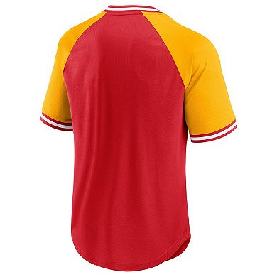 Men's Fanatics Branded Red Kansas City Chiefs Second Wind Raglan V-Neck T-Shirt