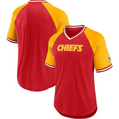 Men's Fanatics Branded Red Kansas City Chiefs Second Wind Raglan V-Neck T-Shirt
