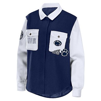 Women's WEAR by Erin Andrews Navy Penn State Nittany Lions Button-Up Shirt Jacket