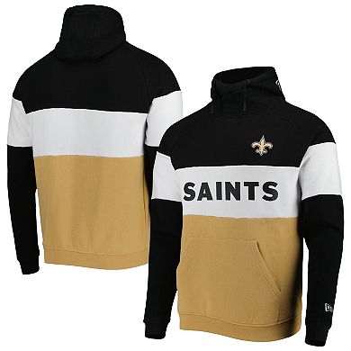 Men's New Era Gold/Black New Orleans Saints Colorblock Current Pullover Hoodie
