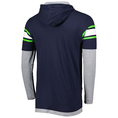 Men's New Era College Navy Seattle Seahawks Long Sleeve Hoodie T-Shirt
