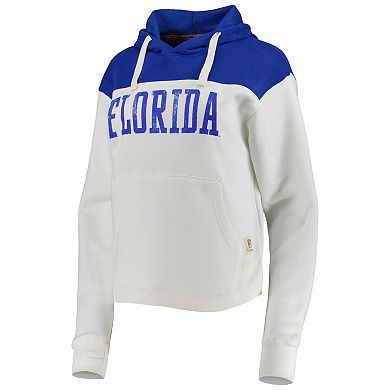 Women's Pressbox White/Royal Florida Gators Chicago 2-Hit Yoke Pullover Hoodie