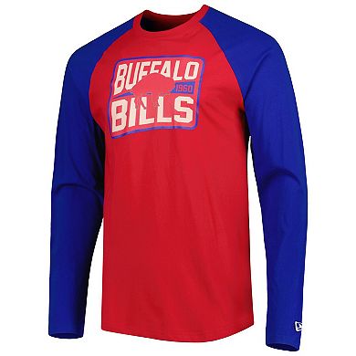 Men's New Era Red Buffalo Bills Throwback Raglan Long Sleeve T-Shirt