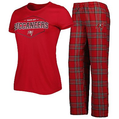 Women's Concepts Sport Red/Pewter Tampa Bay Buccaneers Badge T-Shirt & Pants Sleep Set