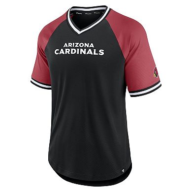 Men's Fanatics Branded Black/Cardinal Arizona Cardinals Second Wind Raglan V-Neck T-Shirt