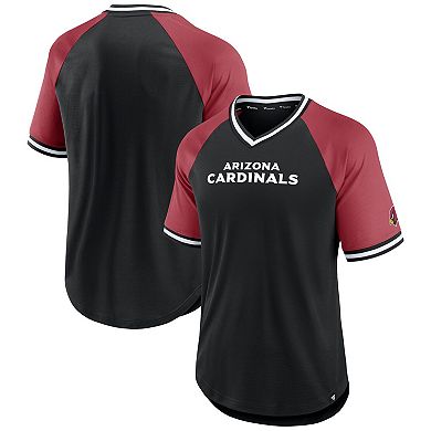 Men's Fanatics Branded Black/Cardinal Arizona Cardinals Second Wind Raglan V-Neck T-Shirt