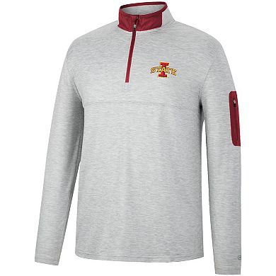 Men's Colosseum Heathered Gray/Cardinal Iowa State Cyclones Country Club Windshirt Quarter-Zip Jacket