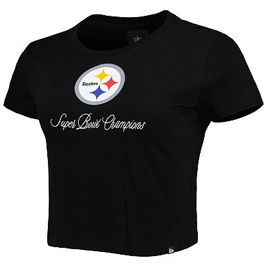 Women's New Era Black Pittsburgh Steelers Historic Champs T-Shirt