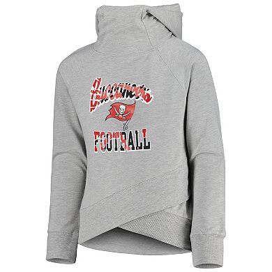 Girls Youth Heathered Gray Tampa Bay Buccaneers Dye Hard Fan Funnel Neck Pullover Hoodie