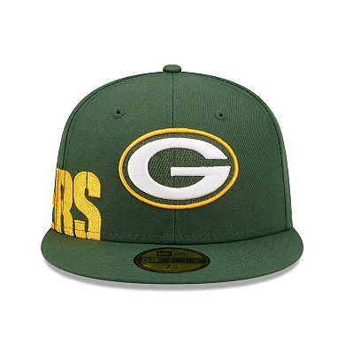 Men's New Era Green Green Bay Packers Side Split 59FIFTY Fitted Hat